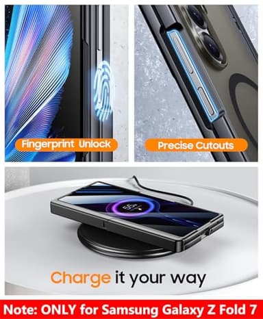 SPIDERCASE Only Designed for Samsung Galaxy Z Fold 7 Case,Built-in [Screen Protector] [Hinge Protection] [Kickstand] Full Body Protective Phone Case for Galaxy Z Fold 7 - Black - Image 9