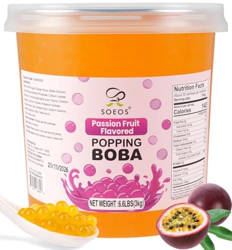 Soeos Passion Fruit Popping Boba Pearls 6.6 Pounds, Bursting Boba Pearls for Bubble Tea, Beverages, Shakes, Desserts, Smoothie and Ice Cream Topping - Image 1