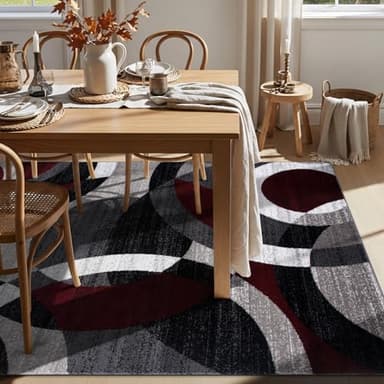 Rugshop Red Modern Geometric Indoor Area Rug, Overlapping Circle Pattern, Fade Resistant, Non-Shedding, for Living Room, Bedroom and Home Office, 5'3" x 7'3" - Image 8