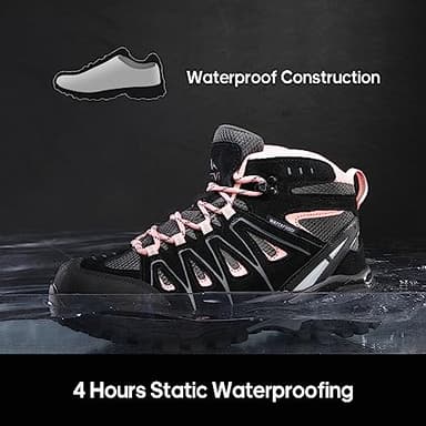 NORTIV 8 Women's Hiking Boots,Size 8.5W,Black/Pink,SNHB211W-W - Image 2