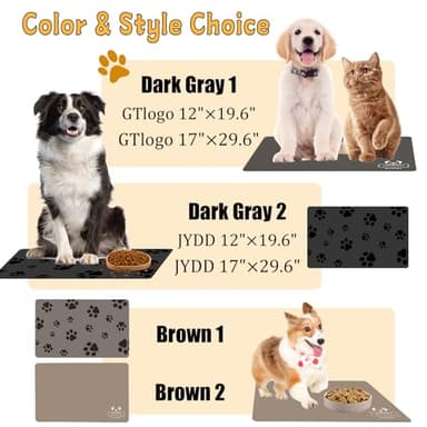 18"×30" Dog Food Mat-Absorbent Dog Mat for Food and Water, No Stains Quick Dry Cat Food Bowl Mat with Footprints for Messy Drinkers,Dark Grey - Image 8