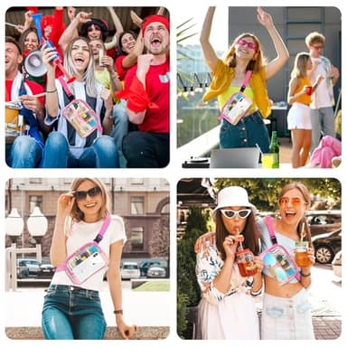 Clear Fanny Pack, Clear Bag Stadium Approved For Women, Waterproof Clear Belt Bag With Adjustable Strap Perfect for Music Festivals, Sports, Concerts And Outdoor Sport Events(Pink) - Image 7