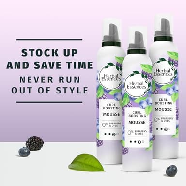Herbal Essences Curl Boosting Mousse, Frizz Control for Curly & Wavy Hair, Long-Lasting Hold with Berry Scent, Paraben & Dye-Free, Cruelty-Free, 6.8 Fl Oz Each, 3 Pack - Image 5