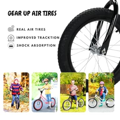 bicystar 16 Inch Kids Balance Bike for 5-8 Year Old, BMX Kids Bike with No Pedals, Air Rubber Tires, Footrests, Adjustable Height for Big Kids, Boys, Girls (Black) - Image 4