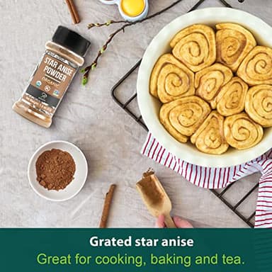 Soeos Organic Chinese Star Anise Powder 1.3 oz (37g), Powder Chinese Star Anise, Dried Anise Star Spice, Star Anise Bulk, Anise Star, Non-GMO Verified, Great for Baking and Tea, Anis Estrella., Brown - Image 6