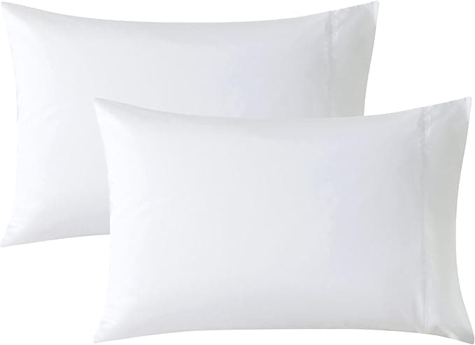 WhatsBedding Queen Size Pillowcases Set of 2, 20x30 Cotton Pillow Case with Envelope Closure, Soft & Breathable Pillow Covers for Bed, White - Image 1