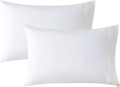 WhatsBedding Queen Size Pillowcases Set of 2, 20x30 Cotton Pillow Case with Envelope Closure, Soft & Breathable Pillow Covers for Bed, White - Image 1