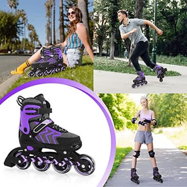 Nattork Adjustable Blades Roller Skates for Adults Women and Men,Outdoor & Indoor Purple Inline Skates for Kids Girls and Boys,Beginners,Size 6.5 7 7.5 8 - Image 6