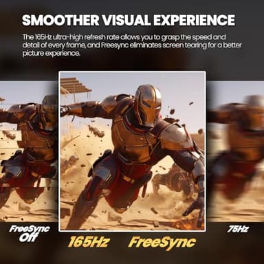 CRUA 34Inch Ultrawide Gaming Monitor, WQHD(3440 * 1440P) 144Hz/165Hz Curved Monitor,120% sRGB, Computer Monitor That Supports AMD Freesync, Wall Mountable Installs(HDMI, DP)-Black - Image 6