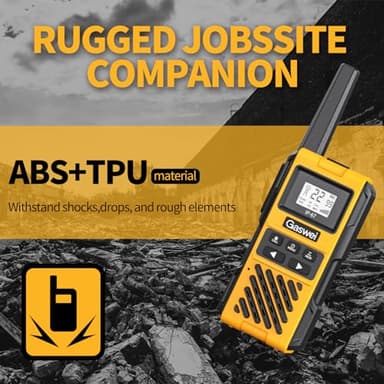 G1pro Heavy Duty Long Range Walkie Talkies for Adults, Rechargeable 2 watt Emergency Two Way Radios, 22 Channel Walky Talky with Li-ion Battery, IP67 Waterproof ，VOX ，FRS, USB-C (4 Pack) - Image 7