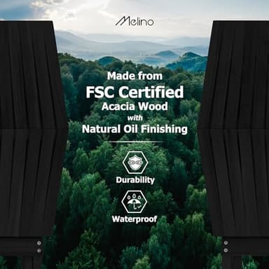 Melino Wooden Folding Outdoor Side Table, FSC Certified Acacia Weatherproof Side Tables, Wood Folding Small Table for Outdoor, Patio, Porch, Pool, Backyard, Garden, Balcony and Deck - Black - Image 7