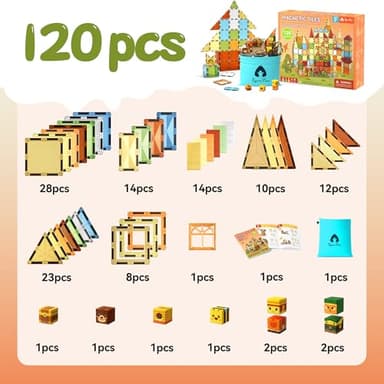 VigorFun 120-Piece Magnetic Tiles Building Set for Kids Ages 3-8 – Creative Play STEM Toys with Magnetic Blocks| Educational Construction Sensory Gift for Toddlers, Boys & Girls - Image 2