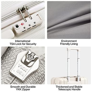 Hanke 24 Inch Luggage Suitcases With Spinner Wheels Lightweight PC Hard Shell Rolling Suitcase With Travel Lock,Checked-Medium 24-Inch(Ivory White) - Image 7