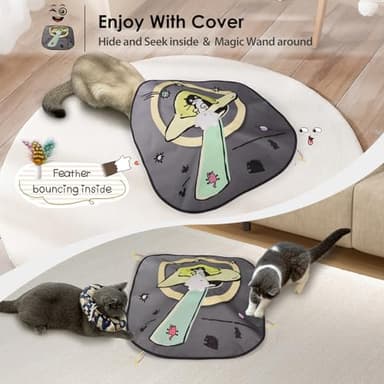 ORSDA 4 in 1 Interactive Cat Toys - Automatic Cat Toys for Indoor Cats & Kittens, 8 Holes Mice Whack-A-Mole, Hide and Seek Smart Motion with 5PCS DIY Replacement Refills - Image 3