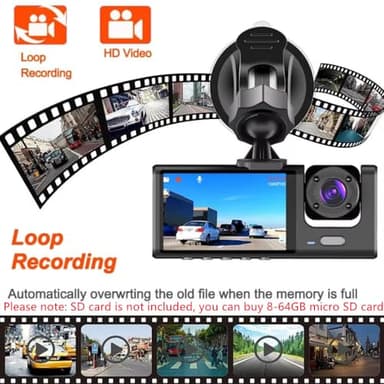 Dual Dash Camera for Car Front and Inside Dash Cam Car Security Video Recorder with Audio 1080P Vehicle Cam Plug and Play, WDR, Night Vision, G-Sensor Auto Lock, 2 Inch Screen - Image 4