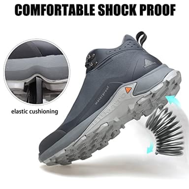 HUMTTO Men's All-Terrain Waterproof Hiking Boots Lightweight Breathable Outdoor Ankle Boots Trekking Hiking Shoes 9.5 Grey - Image 5