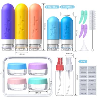 19pack Travel Bottles for Toiletries, TSA Approved Silicone Size Containers for toiletries, Refillable & Leakproof Travel shampoo and conditioner bottles - Image 2