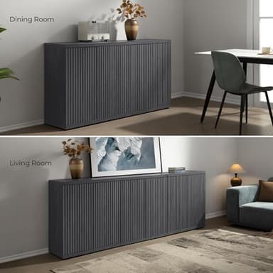 SICOTAS Buffet Cabinet with Storage Accent Sideboard Modern Credenza with Doors & Shelves Fluted Media Console Mid Century Coffee Bar Table for Living Room Kitchen Dining Room Hallway(3PCS) - Image 6