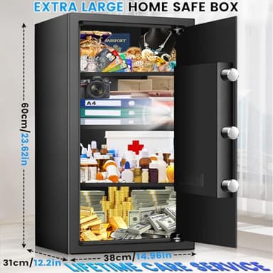 4.3 Cuft Large Home Safe, Safe Box with Fireproof Waterproof Bag, Anti-theft Digital safety Box with Programmable Keypad Keys, Smart Alert, Mute Mode, Security Safes for Documents Valuables - Image 2