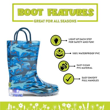 Western Chief Shark Chase Lighted Rain Boot, Blue, 6 - Image 2
