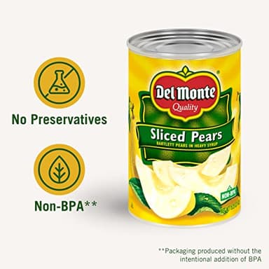 Del Monte Canned Sliced Pears in Heavy Syrup, 12 Pack, 8.5 oz Can - Image 2