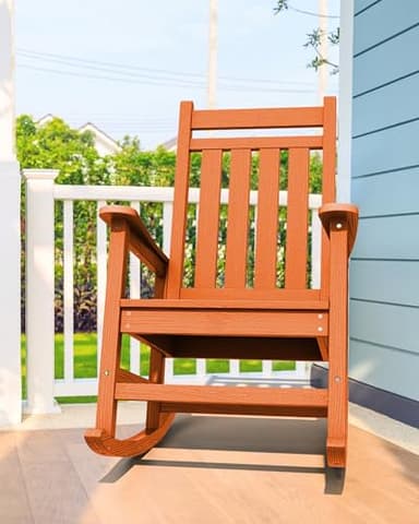 SERWALL Outdoor Rocking Chair Set for Porch (Chair Set of 2, Light Orange) - Image 2