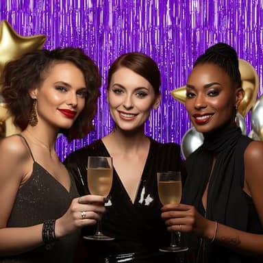 DECOCKRAT 3 Pack Foil Fringe Backdrop - Purple Shiny Tinsel Curtains for Party Decoration/Photo Booth Props - 3.3x8.2 FT Metallic Foil Backdrop for Birthday, Wedding, Graduation, Christmas. - Image 5