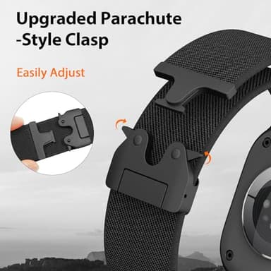 Elastic Sport Band for Apple Watch Ultra 3/2/1 Bands 49mm 46mm 45mm 44mm 42mm 41mm 40mm 38mm Men Women, Adjustable Parachute Buckle Nylon Fabric Wristband for iWatch Series 11 10 SE 9 8 7 6 5 4 3 - Image 3