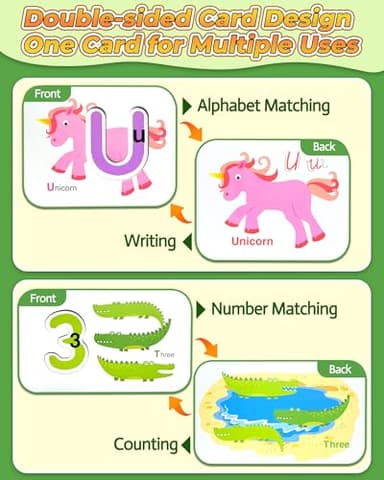 Gojmzo Alphabet Flash Cards, ABC Learning Toys for Kids 3-5, Wooden Letters Number Blocks Sight Words Matching Game, Toddler Preschool Learning Activities, Montessori Educational Toys for 3+ Year Old - Image 4