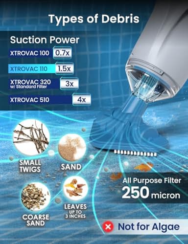 KOKIDO (2025) Rechargeable Handheld Pool Spa Vacuum, Aluminum Pole and 2 Brush Heads, Ideal for Pools up to 20ft, Cordless 60 mins Spot Cleaning, Above Ground Pool, Hot Tub & Spa XV110 - Image 4