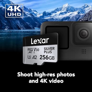 Lexar 256GB (2-Pack) Professional Silver Plus Micro SD Card, UHS-I, C10, U3, V30, Full HD & 4K, Up to 205/150 MB/s microSDXC Memory Card, for Videographers, Gamers (LMSSIPL256G-B2ANU) - Image 3