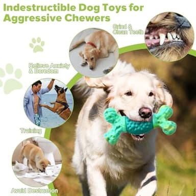 Rensh Tough Dog Chew Toys for Aggressive Chewers, Almost Indestructible Dog Toys for Medium Large Breed, Super Bone Chew Toy to Keep Them Busy & Reduce Boredom, Teeth Cleaning & Training, Milk Flavor - Image 5