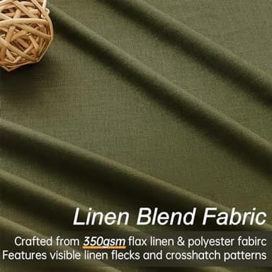 Topfinel 120 Inches Long Extra Long Olive Green Linen Curtains for Living Room,100 Percent Blackout Floor to Ceiling Pinched Pleated Boho Insulating Drapes 2 Panels for Track System,10 FT Bay Window - Image 4
