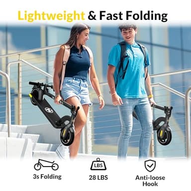 Electric Scooter ZD01,500W Peak Motor & 19MPH Electric Scooter Adults, 12-15 Mi Range Electric Kick Scooters, 8.5" Solid Tires, E-Lock& E-Horn, Lightweight Foldable Escooter for Commuter - Image 7