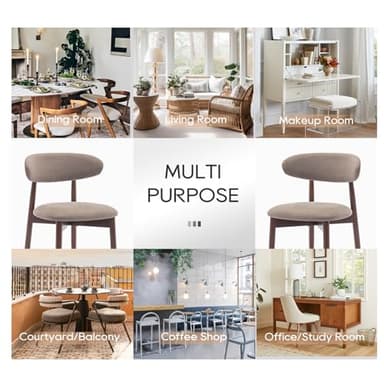 COLAMY Wooden Dining Chairs Set of 2, Modern Fabric Upholstered Kitchen Chairs, Farmhouse Dining Room Chair with Foot Pegs, Camel - Image 10