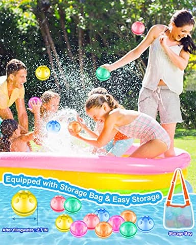 12 PCS Reusable Water Balloons for Kids Adults Outdoor Activities, Soft Silicone Water Splash Ball with Mesh Bag, Magnetic Water Ball for Kids Pool Beach Bath Toys Summer Fun Party Supplies - Image 5