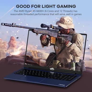 NIMO 15.6" IPS FHD-Gaming-Laptop, AMD Ryzen 5 6600H 6-Cores 660M GPU 16GB DDR5 RAM 1TB SSD(Beat i7-1165G7, Up to 4.5GHz) Computer with 100W GaN Type C Fingerprint Backlit Keyboard Win 11 - Image 2