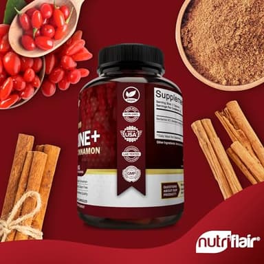 NutriFlair Premium Berberine HCL 1200mg, 120 Capsules - Plus Pure True Ceylon Cinnamon, Berberine HCI Root Supplements Pills - Immune System - yields an Optimal 8% HCl - Image 4