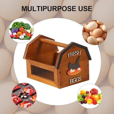 Egg Basket for Gathering Fresh Eggs, Farmhouse Egg Collecting Basket, Wood Chicken Egg Basket, Egg Basket Countertop. （Brown Medium） ZSHLXM - Image 5