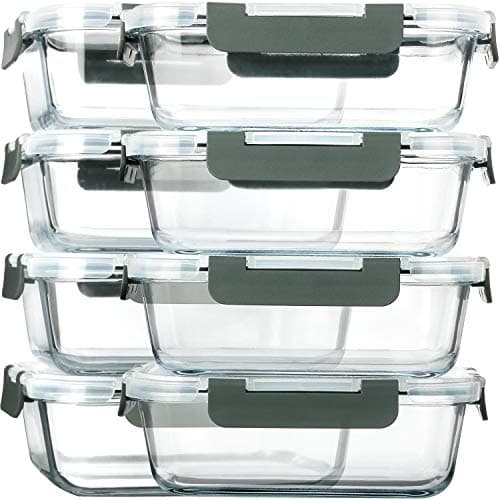 [8-Pack,30 oz]Glass Meal Prep Containers,Glass Food Storage Containers,Airtight Glass lunch Containers with Lids - Microwave, Oven, Freezer and Dishwasher - Image 1