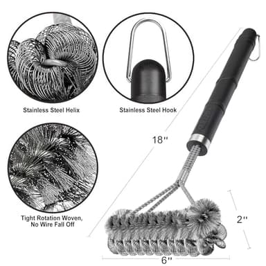 GRILLART Grill Brush [Wire + Helix] Combined BBQ Brush - Safe & Efficient Grill Cleaning Brush - 18" Grill Cleaner Brush Scrubber for Gas/Porcelain/Charbroil Grates – BBQ Accessories Gifts for Men/Dad - Image 5