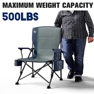 TIMBER RIDGE Oversized Folding Camping Chair High Back Heavy Duty for Adults Support up to 500lbs with Cup Holder, Side Pocket Cooler Bag - Image 6