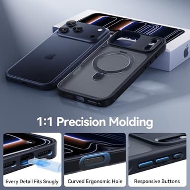 CASEKOO for iPhone 17 Pro Max Case with Magnetic Ring Stand [Camera Protection][Military Drop Protection][Fit for MagSafe] Translucent Matte Slim Phone Cover for iPhone 17 Pro Max Case 6.9", Black - Image 9