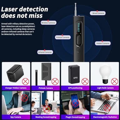 Nilone Hidden Camera Detector for Travel, 2025 Upgraded Spy Camera Detector, Hidden Device Finder, Wireless Signal Scanner for Office, 5 Levels Sensitivity 4 Modes, 25H Working Time - Image 5
