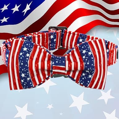 Elegant little tail Independence Dog Collar, Holiday Pet Collar with Bow Dog Durable Patriotic Dog Collars Pet Gift Adjustable Dog Collar for X-Small Dogs - Image 4