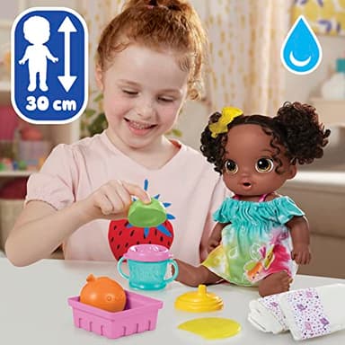 Baby Alive Fruity Sips Doll, Lime, Toys for 3 Year Old Girls, 12-inch Baby Doll Set, Drinks & Wets, Pretend Juicer, Kids 3 and Up, Black Hair - Image 4