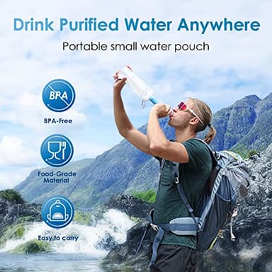 Waterdrop Gravity Water Filter Straw, Camping Water Filtration System, Water Purifier Survival for Travel, Backpacking and Emergency Preparedness, 1.5 gal Bag, 0.1 Micron, 5 Stage Filtration - Image 6