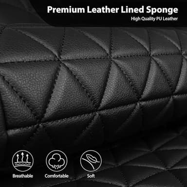 CAR PASS Bling Diamond Leather Car Seat Covers Full Seats Interior Sets, Waterproof Shining Glitter Sparkly Crystal Universal Armrest Fit Automotive Truck SUV Cute Women Girl, Black Silver Rhinestone - Image 6