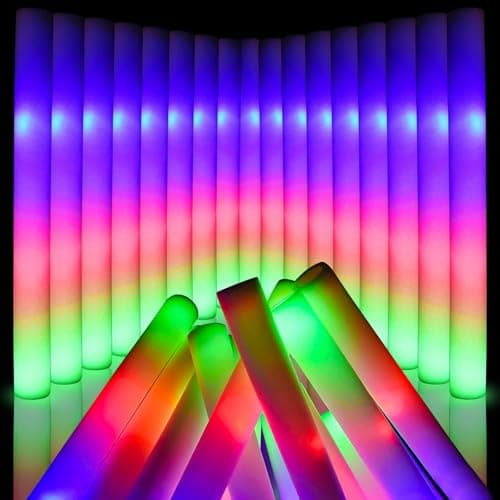 wellent 220 PCS LED Foam Glow Sticks Bulk, Glow in the Dark Party Supplies with 3 Modes Colorful Flashing, Neon Party Favors for Birthday, Wedding, Carnival, Concert, New Year - Image 1