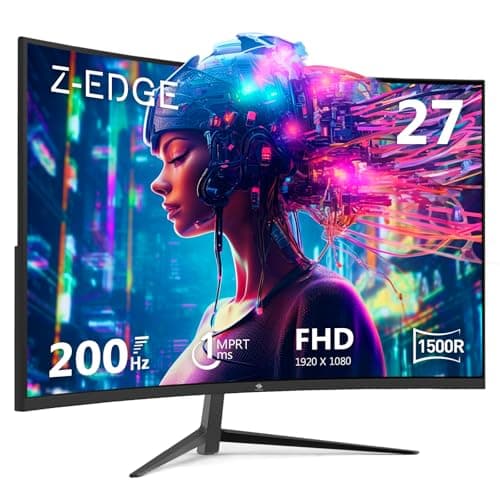 Z-Edge 27 inch Curved Gaming Monitor, FHD 1080P 200Hz 165Hz 144Hz Curved 1500R PC Monitor, MPRT 1ms Monitor, 350nits, 16.7M Colors, UG27 Frameless Bezel, 1X DP 1.4 Ports and 1X HDMI 2.1 Ports - Image 1